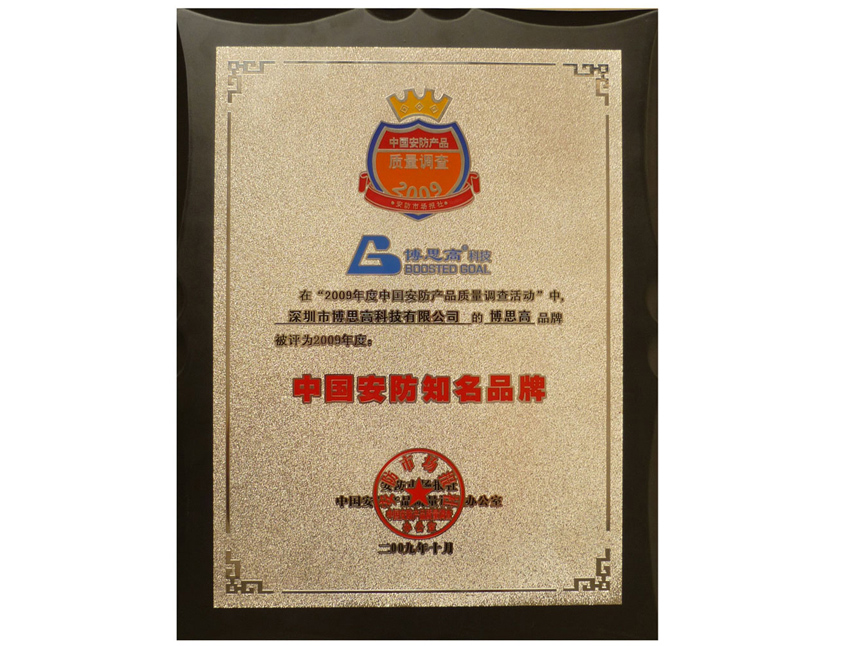 2009年度中國安防知名品牌